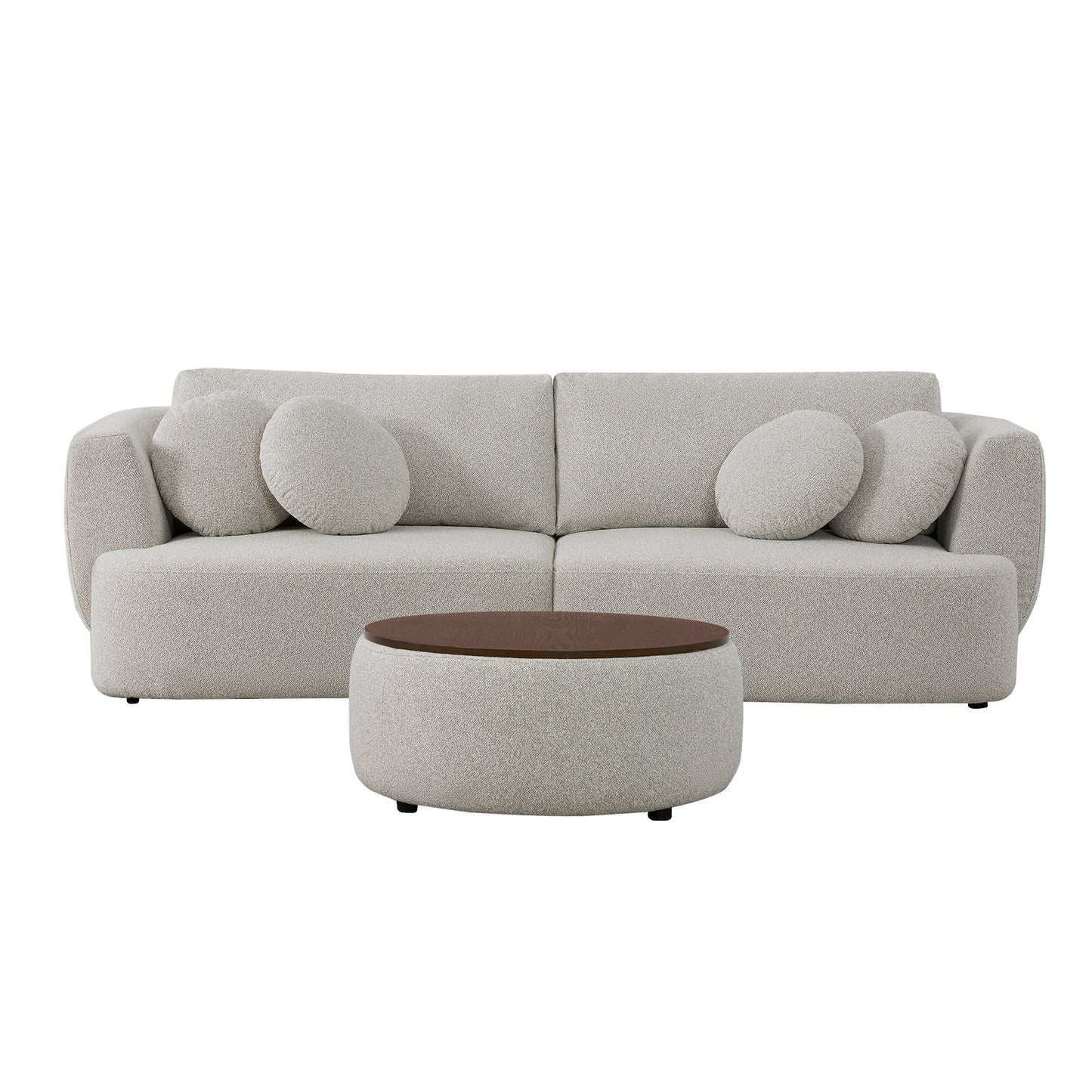 Curved 2-Seat Modular Sofa with Generous Dimensions