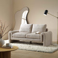 Curved 2-Seater Sofa in Taupe Boucle Fabric