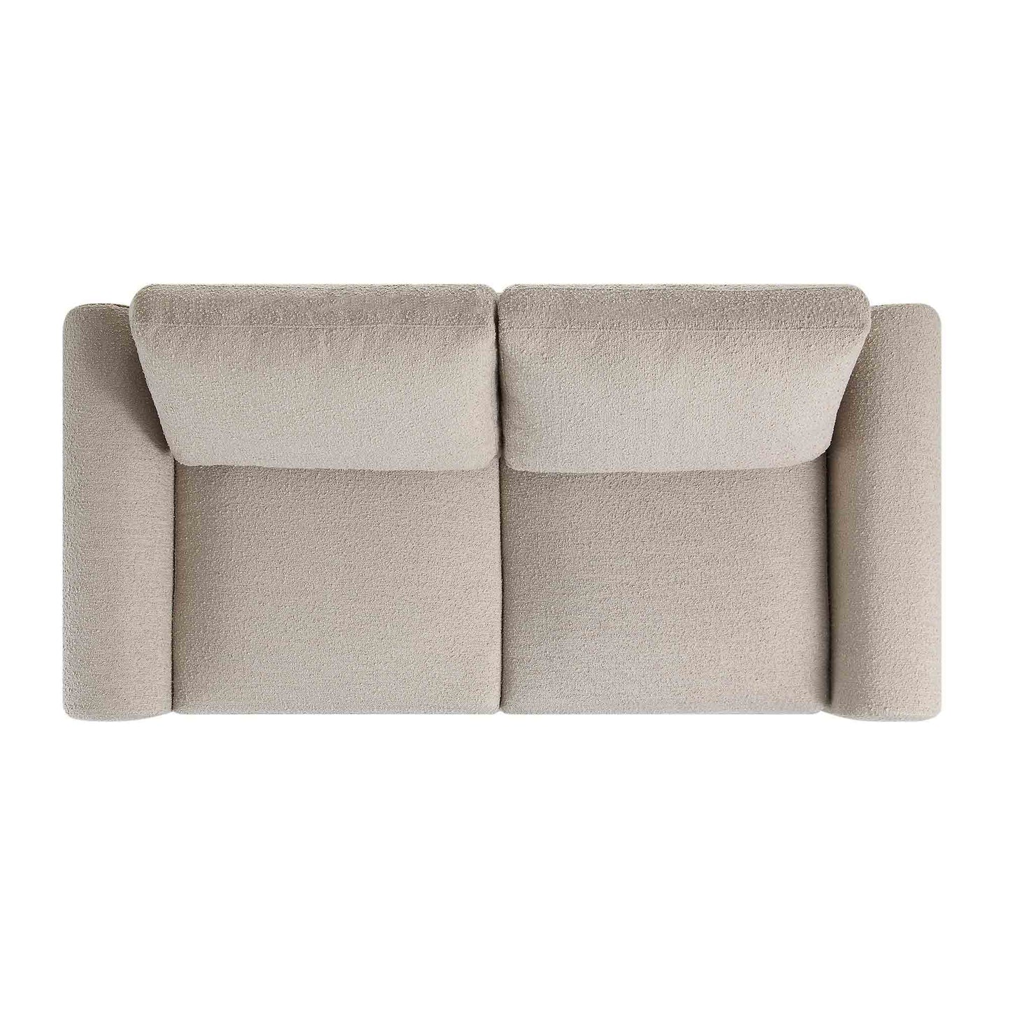 Curved 2-Seater Sofa in Taupe Boucle Fabric