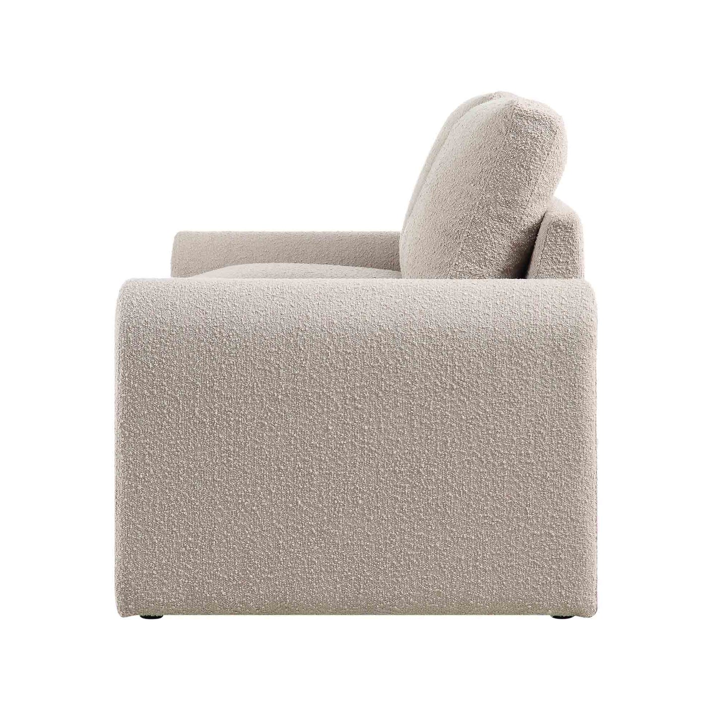 Curved 2-Seater Sofa in Taupe Boucle Fabric