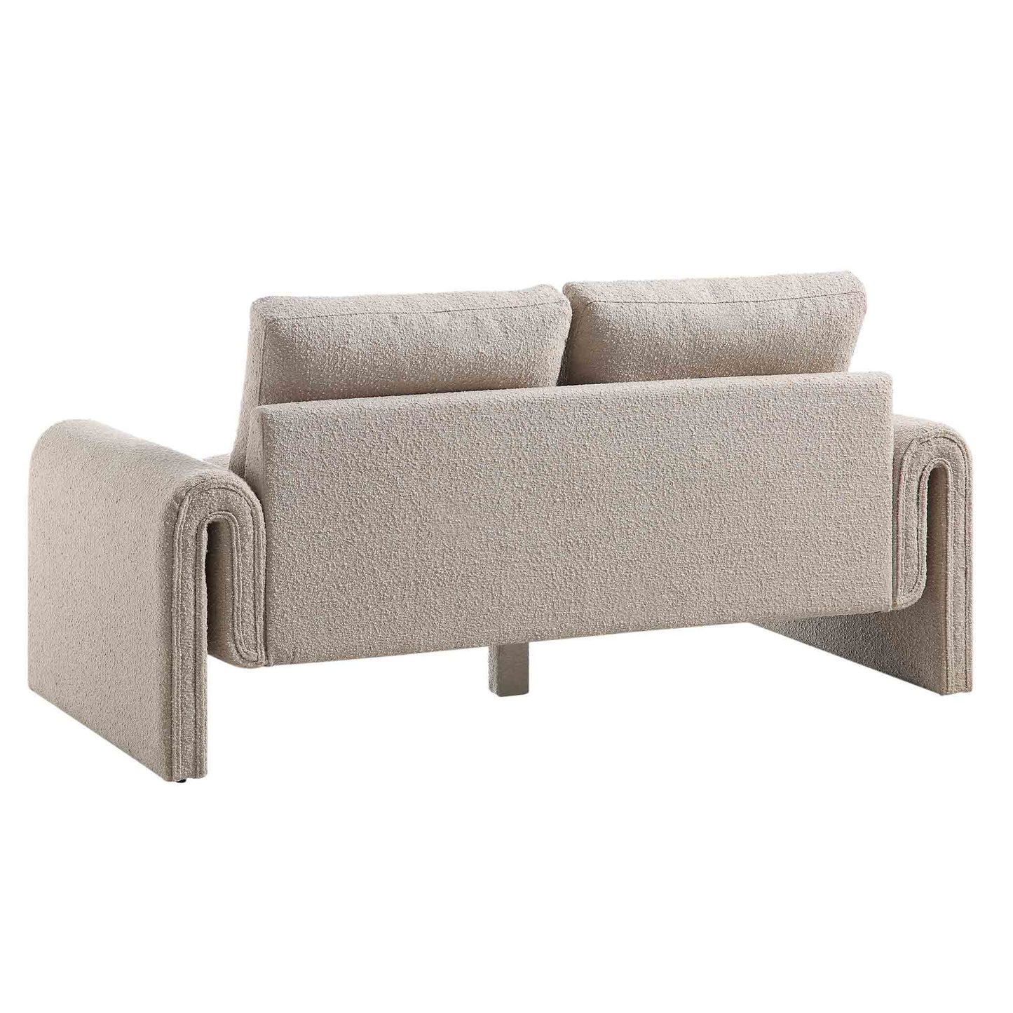 Curved 2-Seater Sofa in Taupe Boucle Fabric