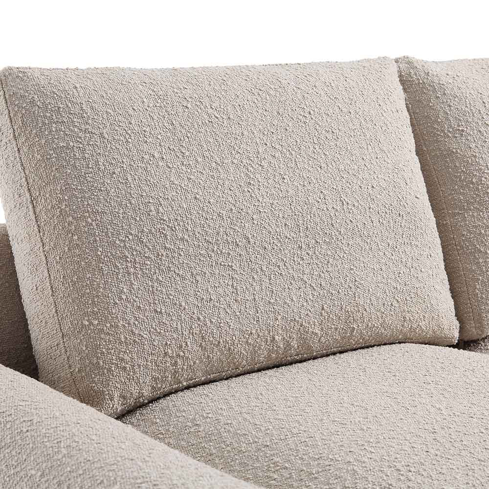 Curved 2-Seater Sofa in Taupe Boucle Fabric