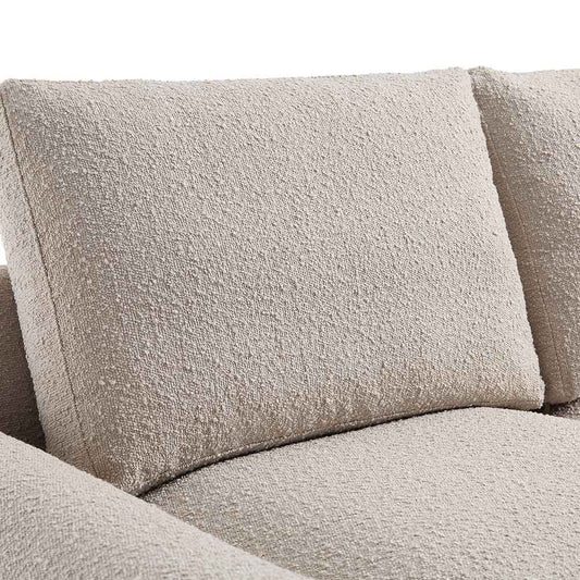 Curved 2-Seater Sofa in Taupe Boucle Fabric