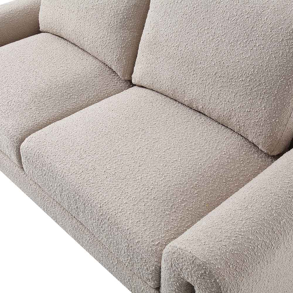 Curved 2-Seater Sofa in Taupe Boucle Fabric
