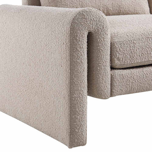 Curved 2-Seater Sofa in Taupe Boucle Fabric