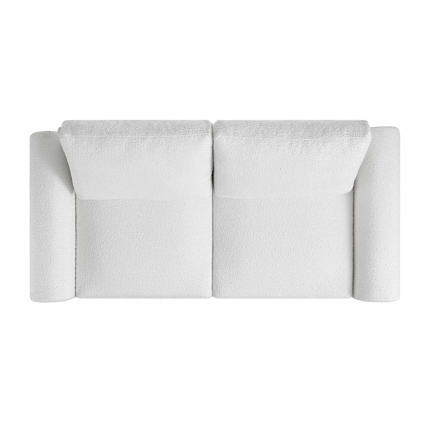 Curved 2-Seater Sofa in White Boucle Fabric