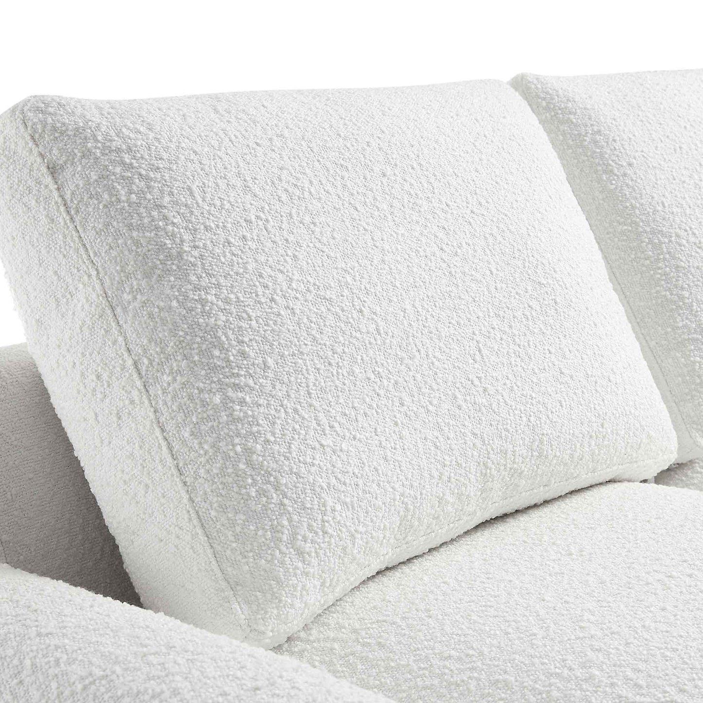 Curved 2-Seater Sofa in White Boucle Fabric
