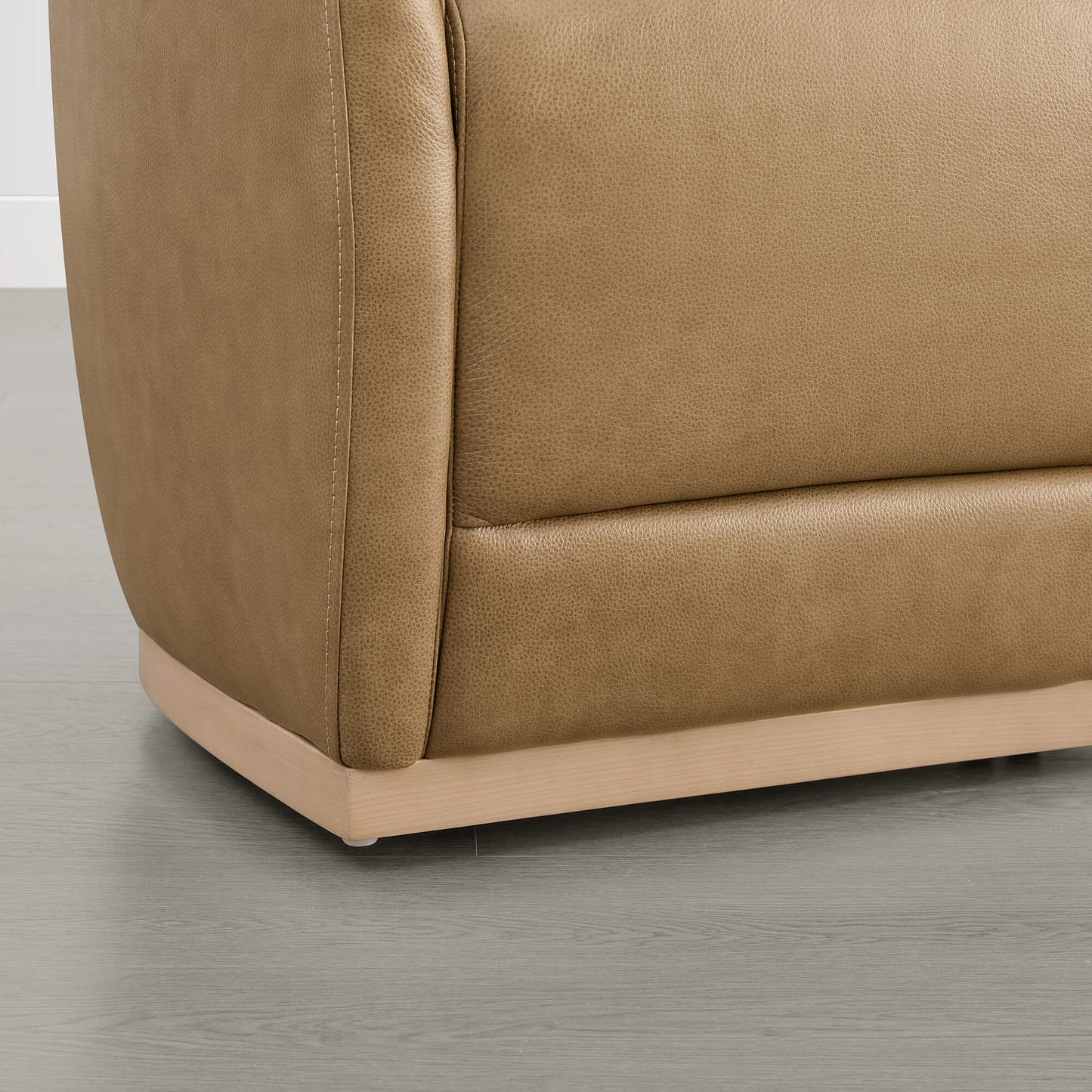 Curved Genuine Leather Dining Chair Set of 2