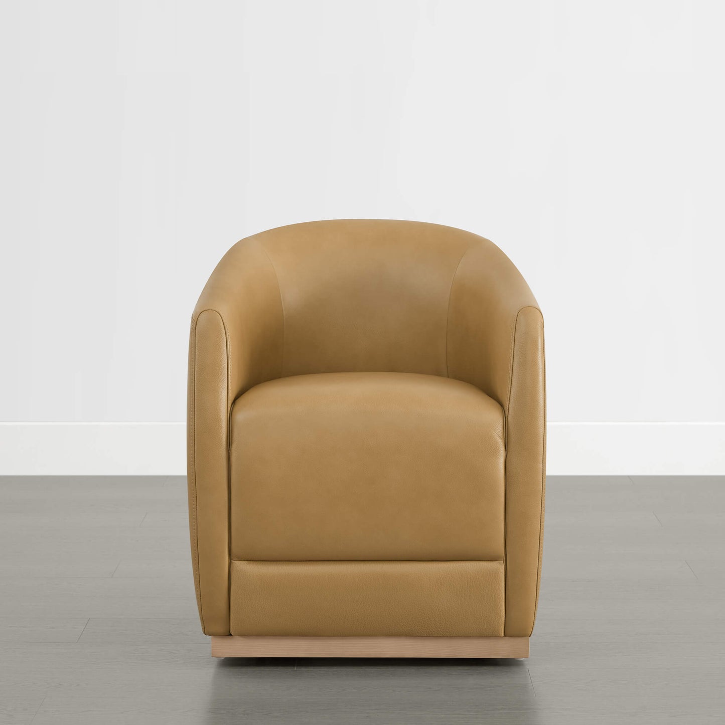 Curved Genuine Leather Dining Chair Set of 2