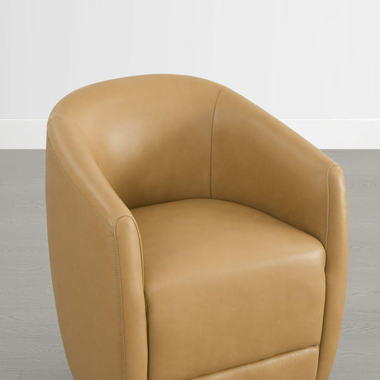 Curved Genuine Leather Dining Chair Set of 2