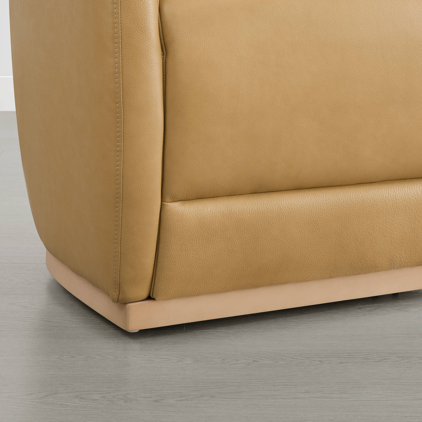 Curved Genuine Leather Dining Chair Set of 2