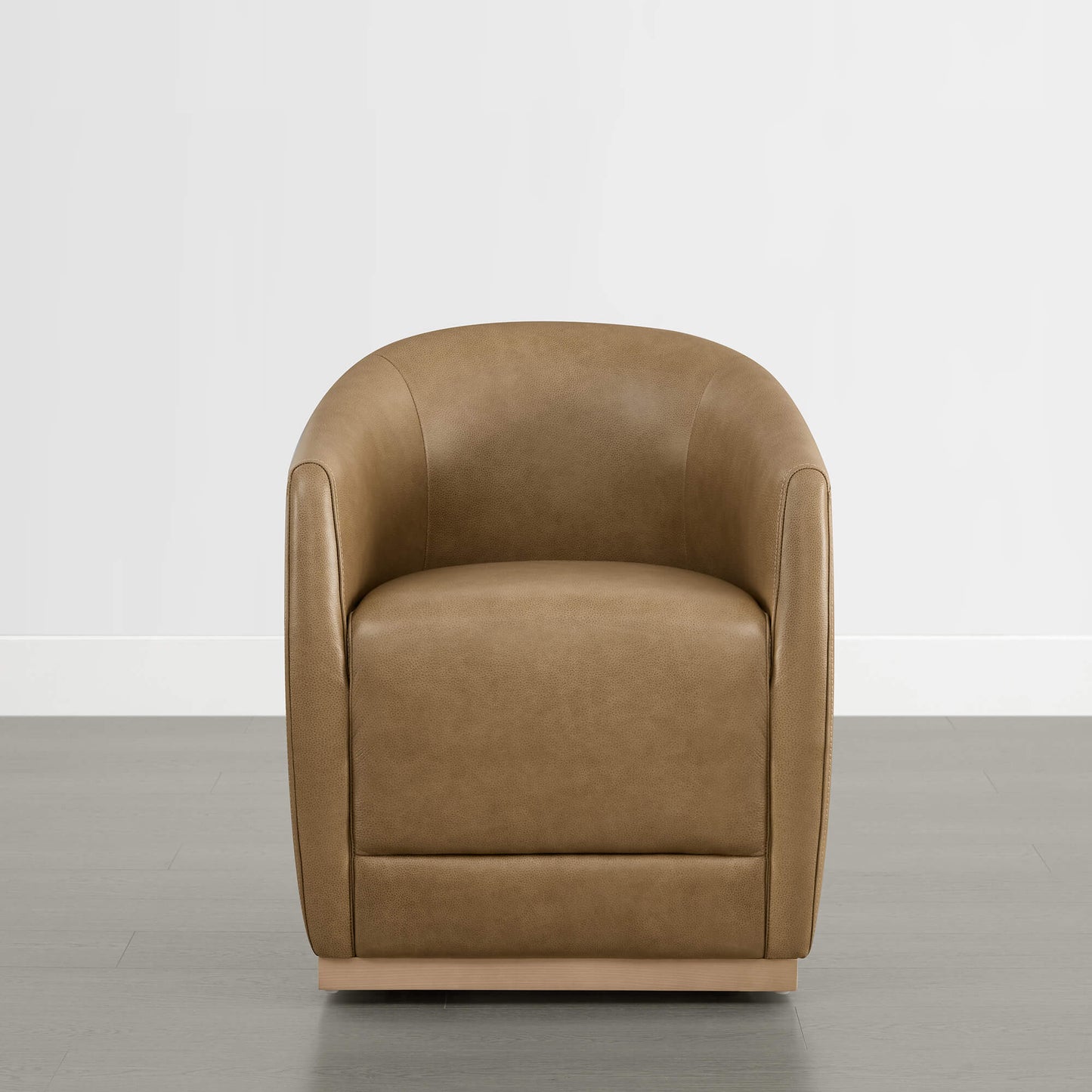Curved Genuine Leather Dining Chair Set of 2