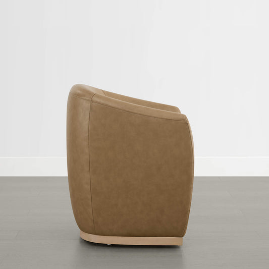 Curved Genuine Leather Dining Chair Set of 2