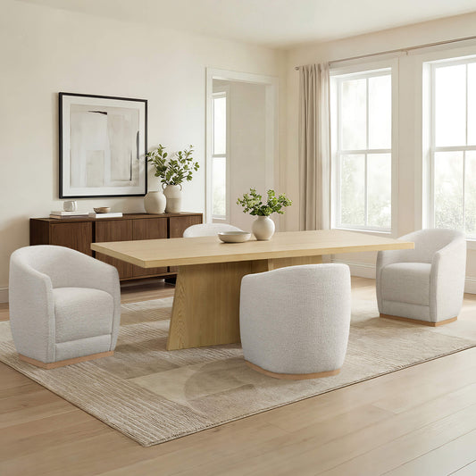 Curved Genuine Leather Dining Chair Set of 2