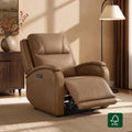 Curved Genuine Leather Zero Gravity Recliner in Black