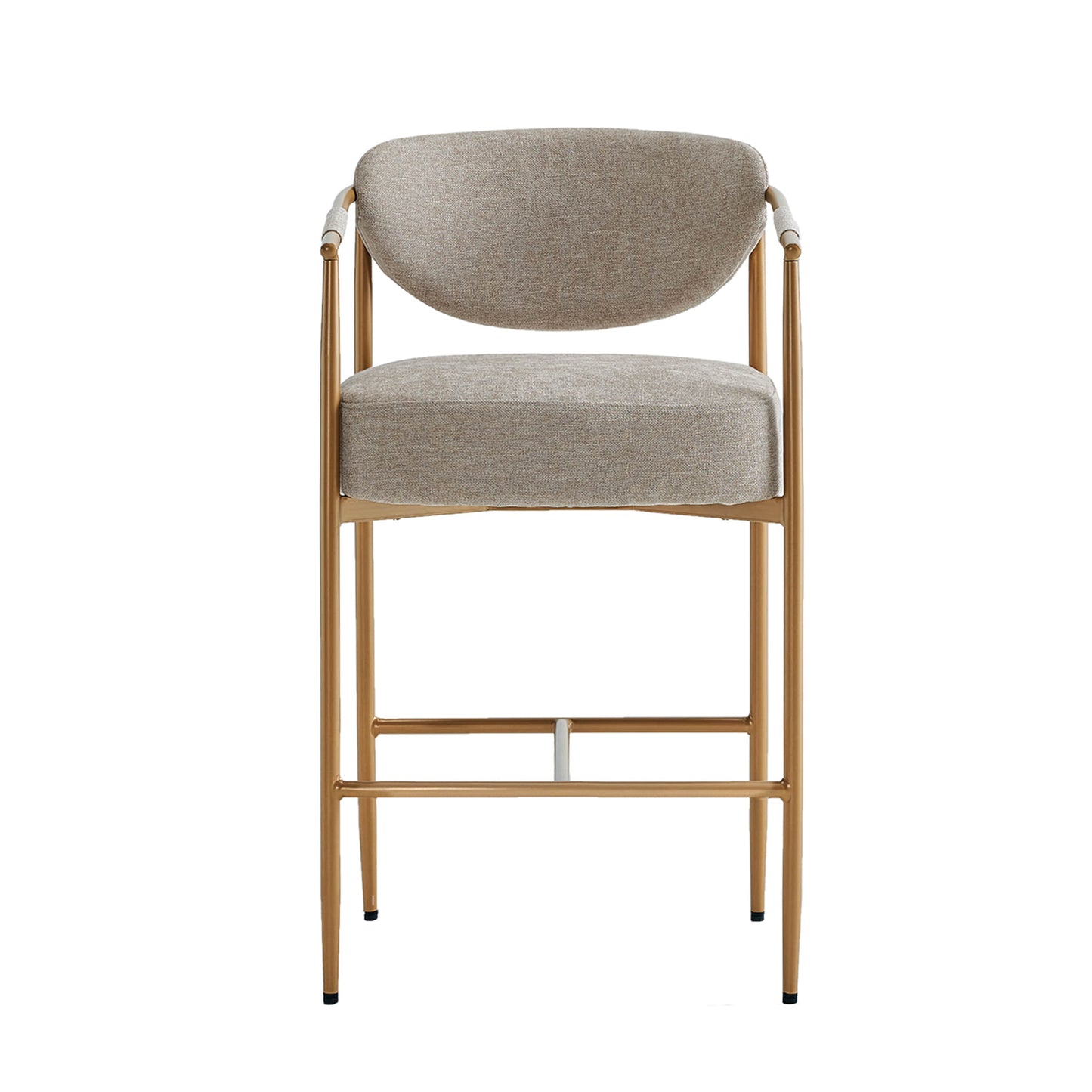 Curved Hand-Woven Counter Stool in Jade Green