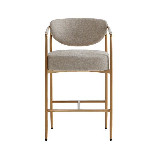 Curved Hand-Woven Counter Stool in Jade Green