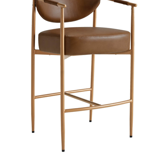 Curved Hand-Woven Counter Stool in Jade Green