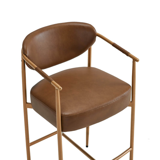 Curved Hand-Woven Counter Stool in Jade Green