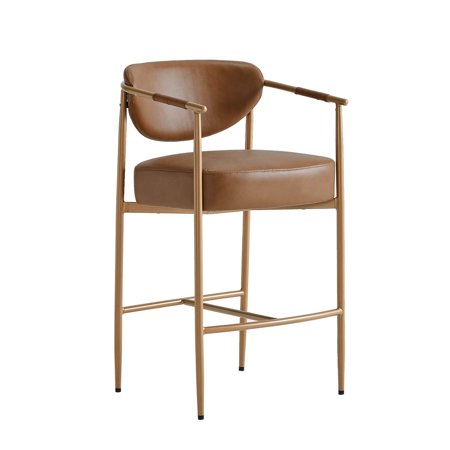 Curved Hand-Woven Counter Stool in Jade Green