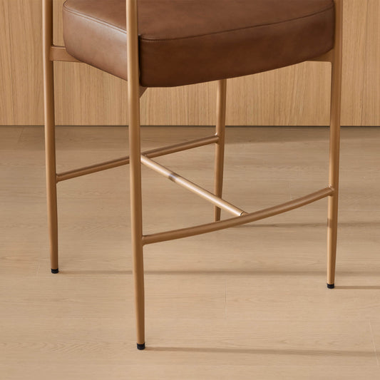 Curved Hand-Woven Counter Stool in Jade Green