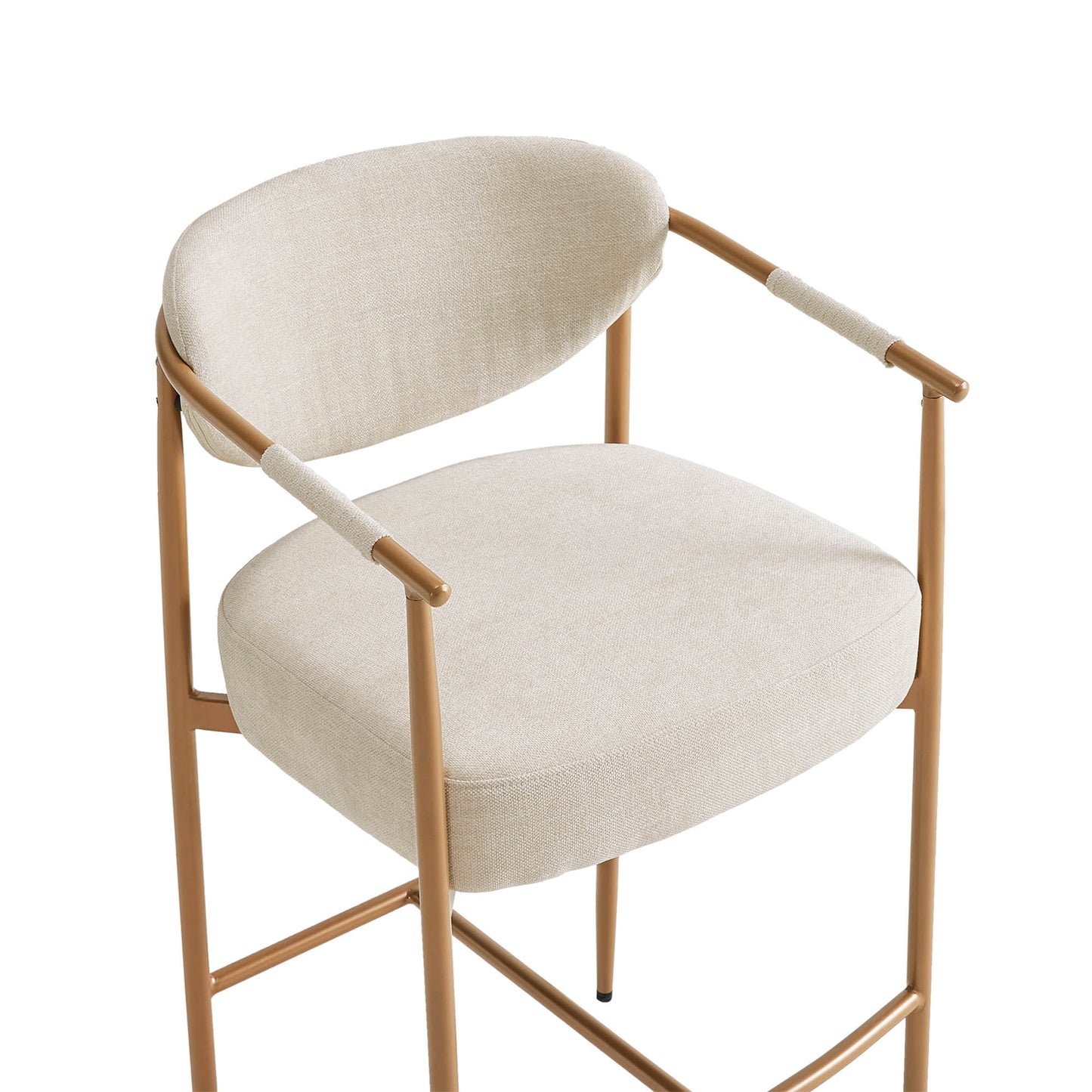 Curved Hand-Woven Counter Stool in Jade Green