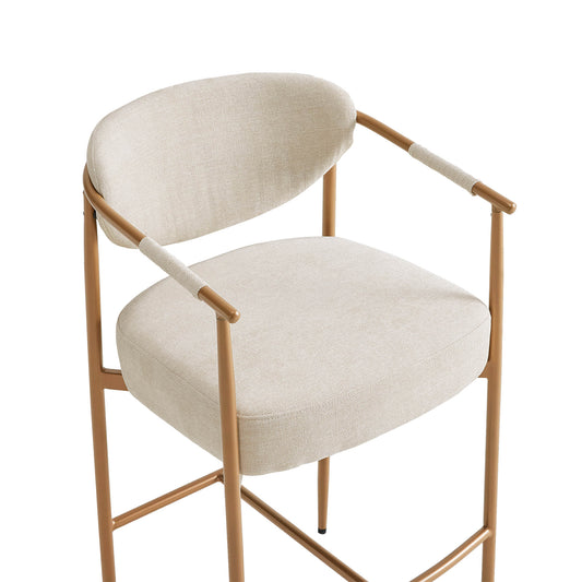 Curved Hand-Woven Counter Stool in Jade Green