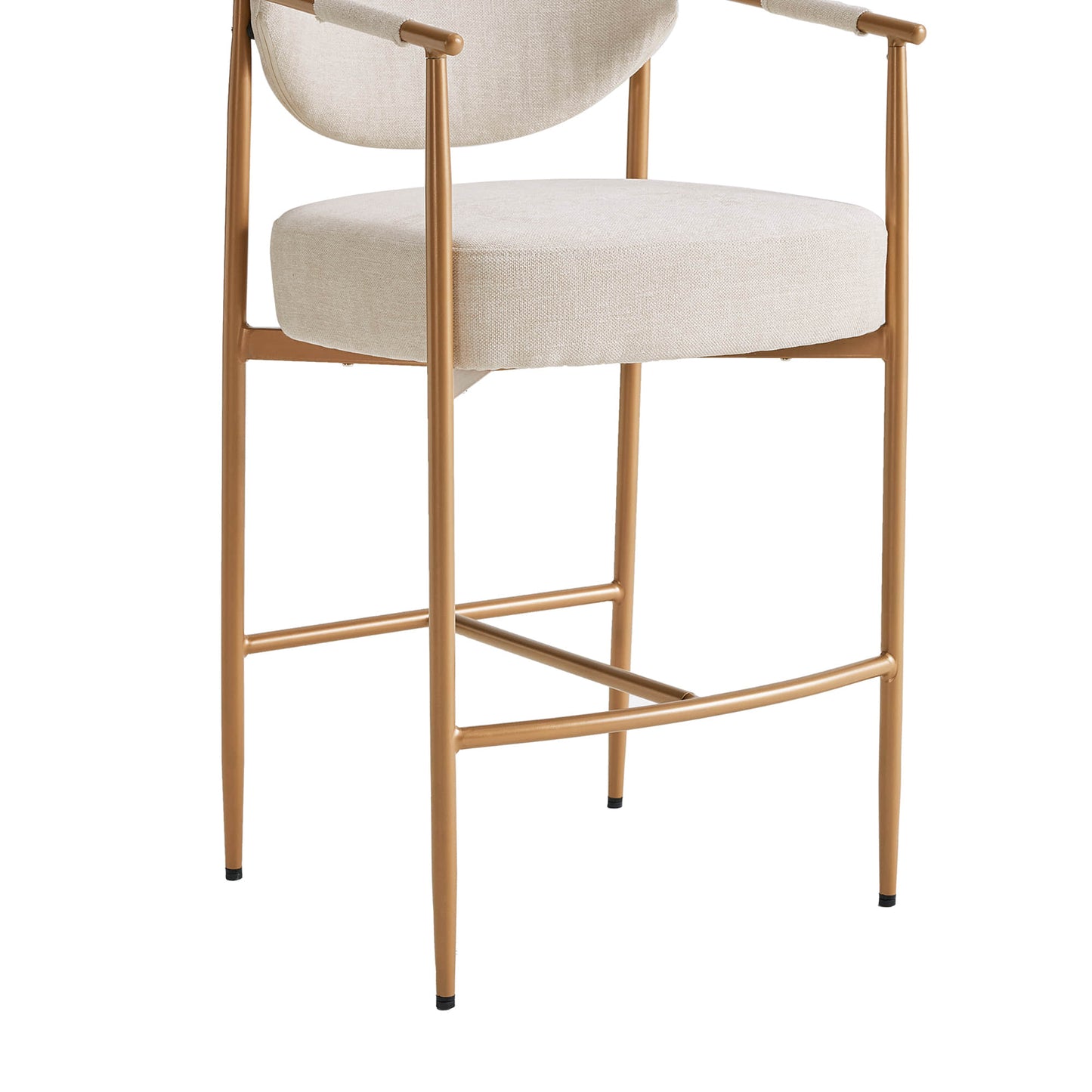 Curved Hand-Woven Counter Stool in Jade Green