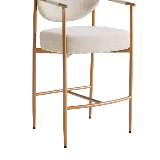 Curved Hand-Woven Counter Stool in Jade Green