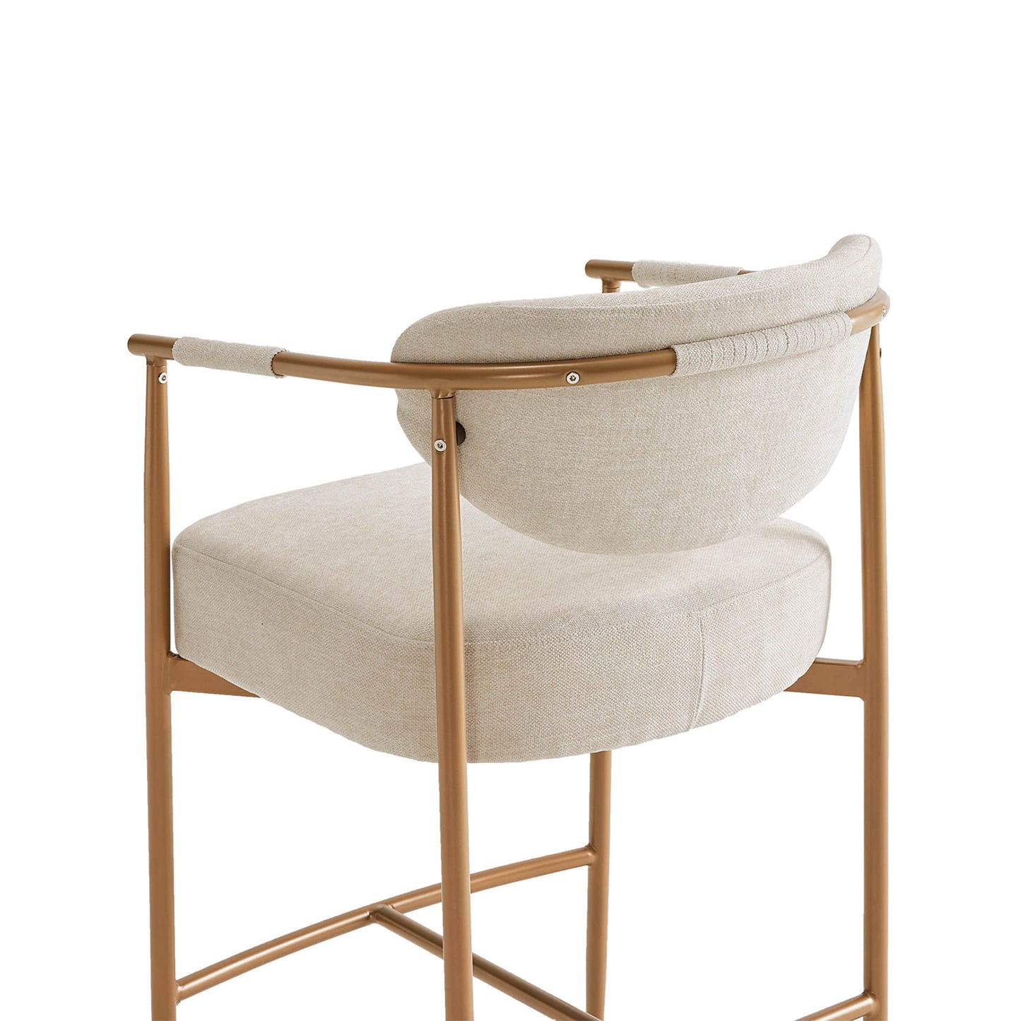 Curved Hand-Woven Counter Stool in Jade Green