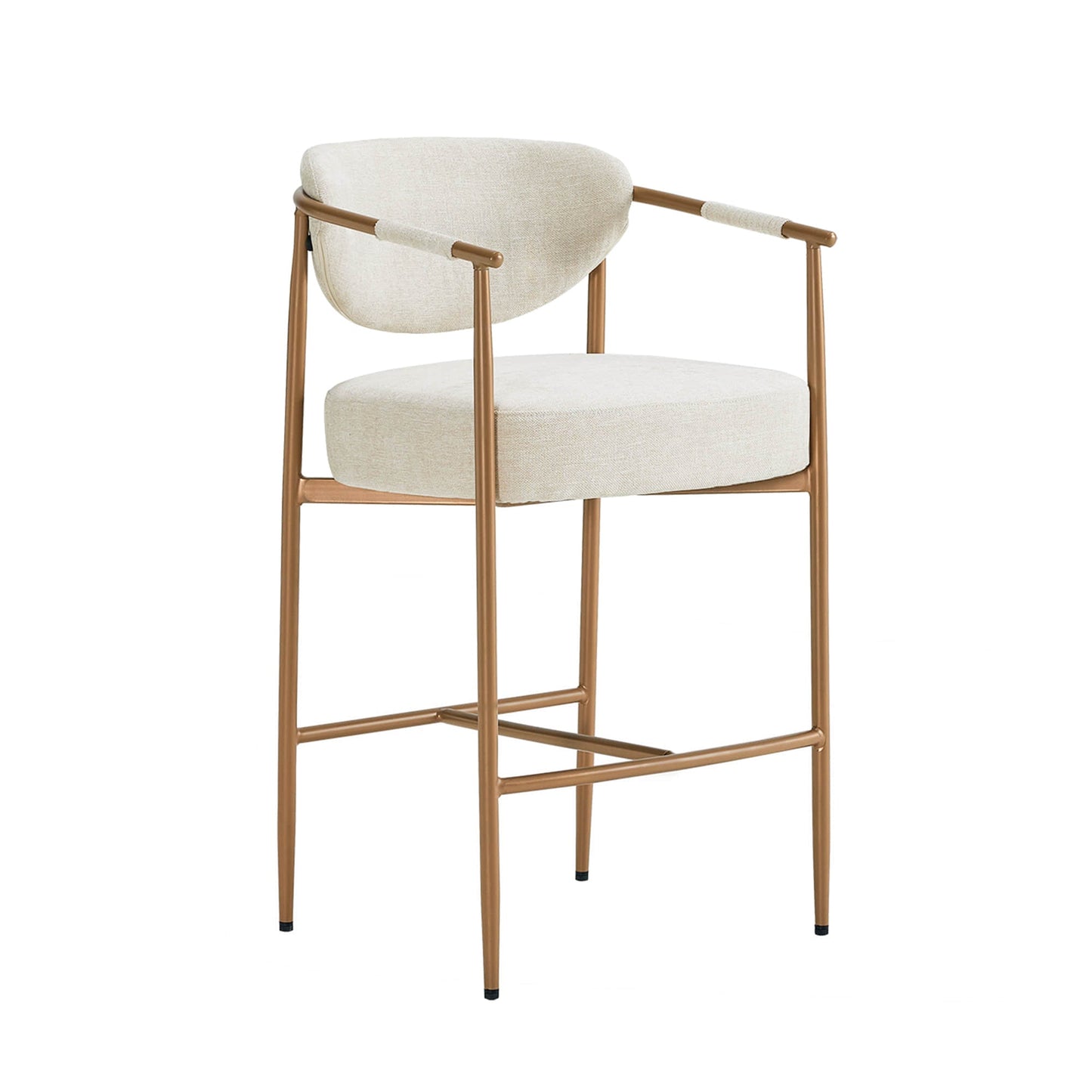 Curved Hand-Woven Counter Stool in Jade Green