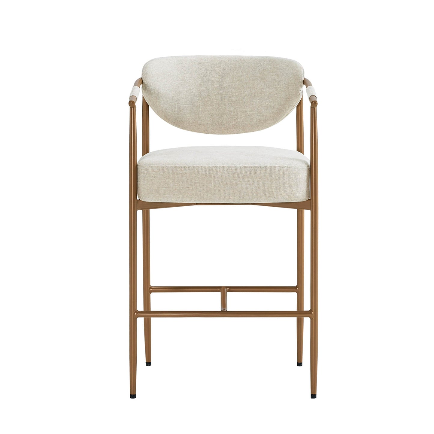Curved Hand-Woven Counter Stool in Jade Green