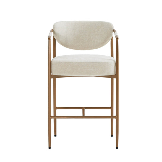 Curved Hand-Woven Counter Stool in Jade Green
