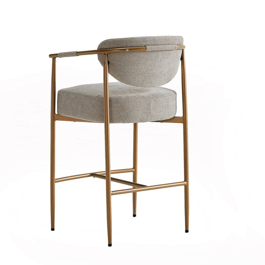 Curved Hand-Woven Counter Stool in Jade Green