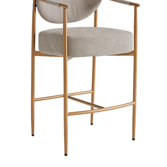Curved Hand-Woven Counter Stool in Jade Green