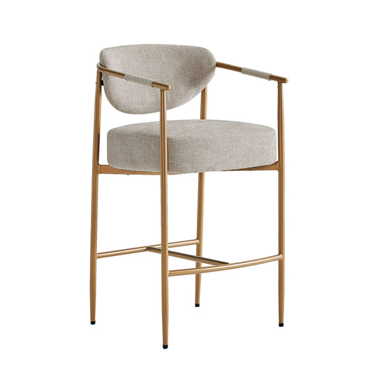 Curved Hand-Woven Counter Stool in Jade Green