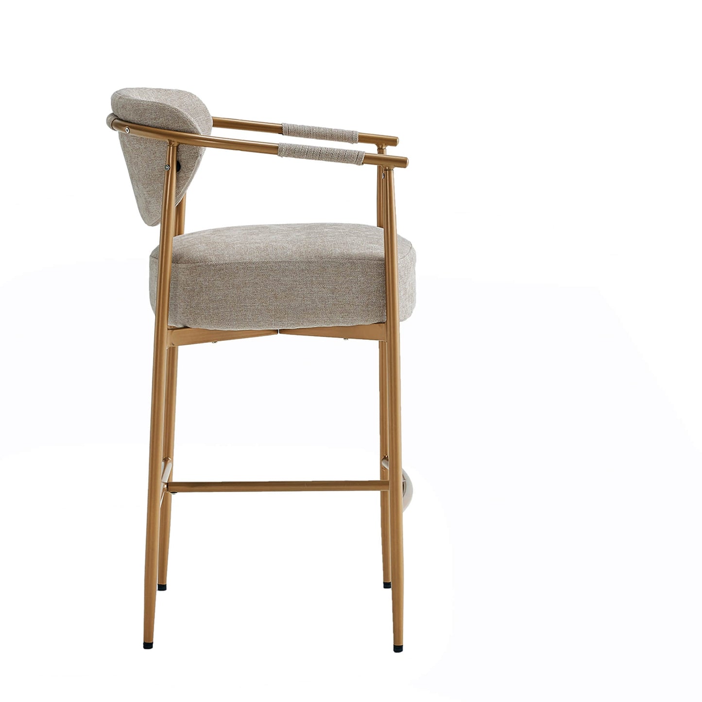Curved Hand-Woven Counter Stool in Jade Green