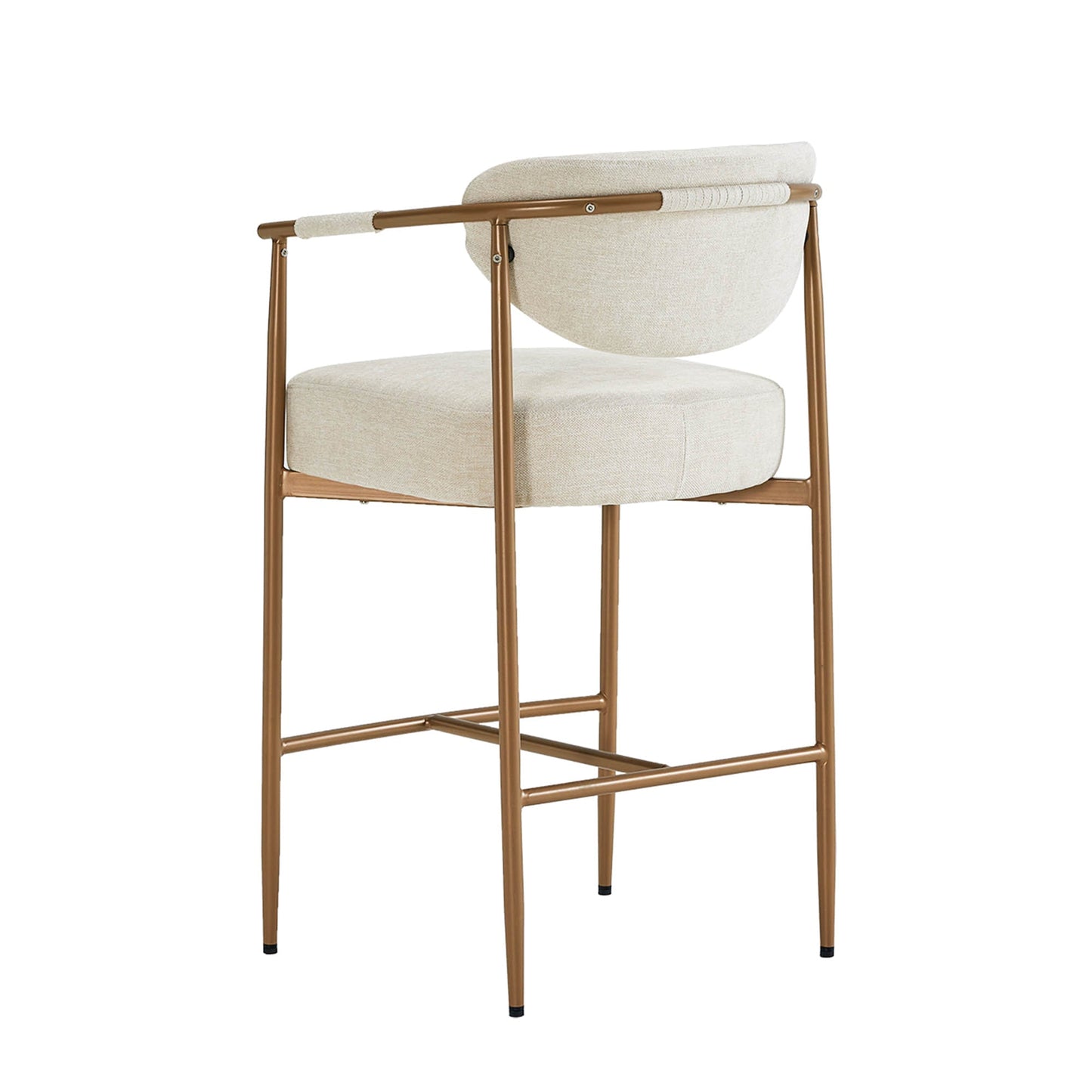 Curved Hand-Woven Counter Stool in Jade Green
