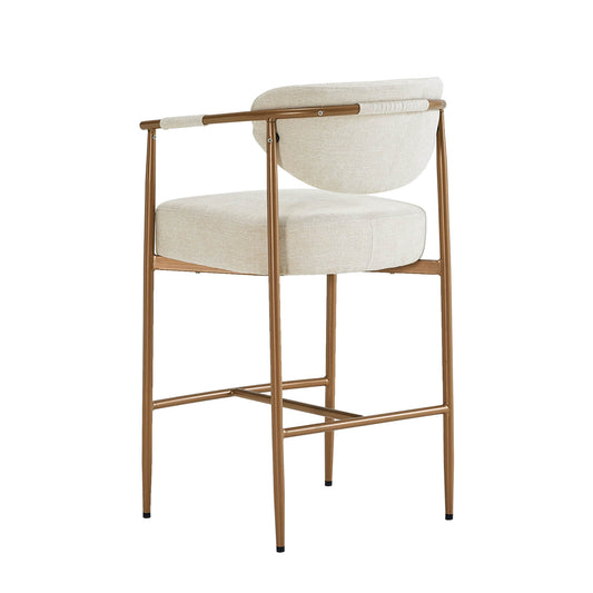Curved Hand-Woven Counter Stool in Jade Green