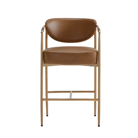 Curved Hand-Woven Counter Stool in Jade Green