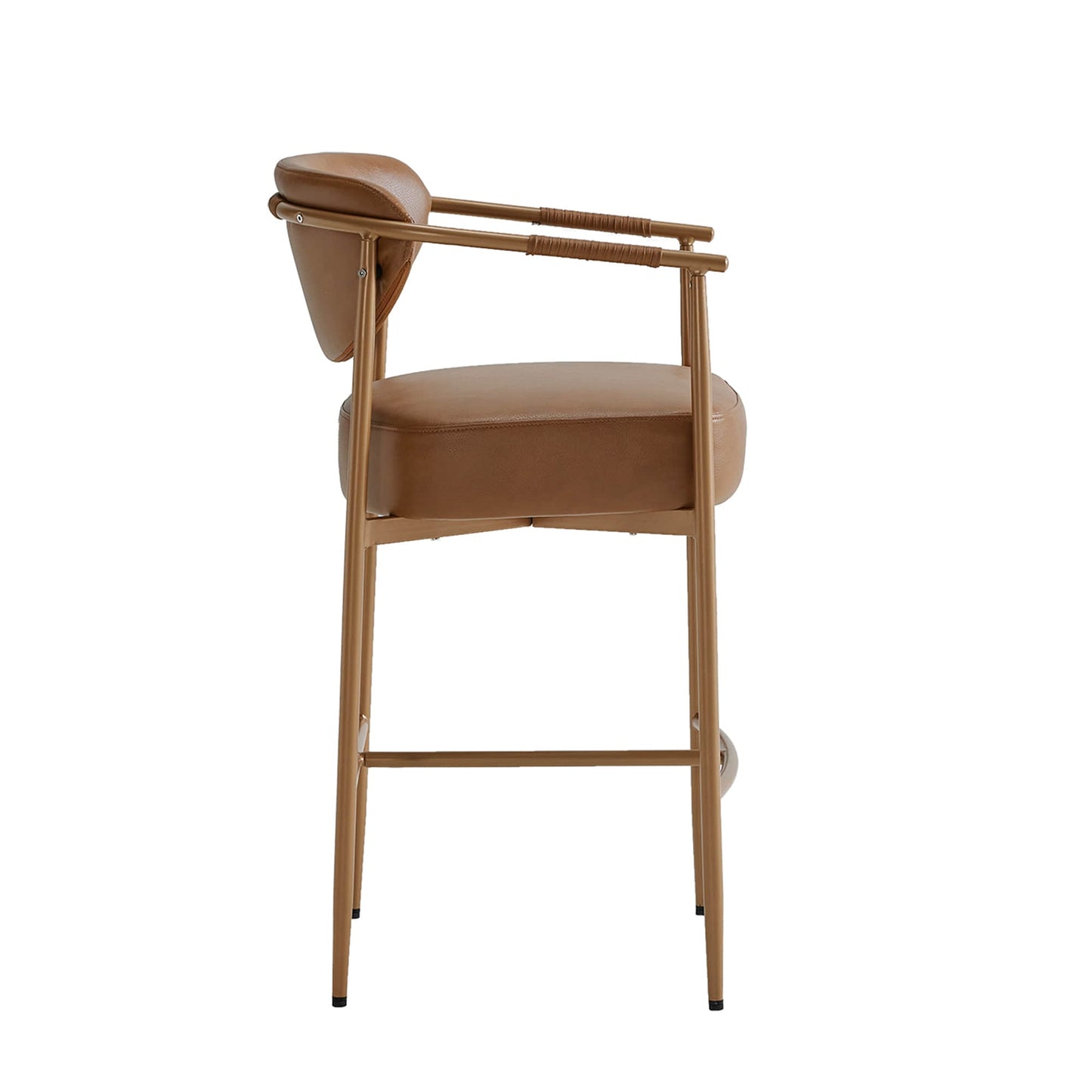 Curved Hand-Woven Counter Stool in Jade Green
