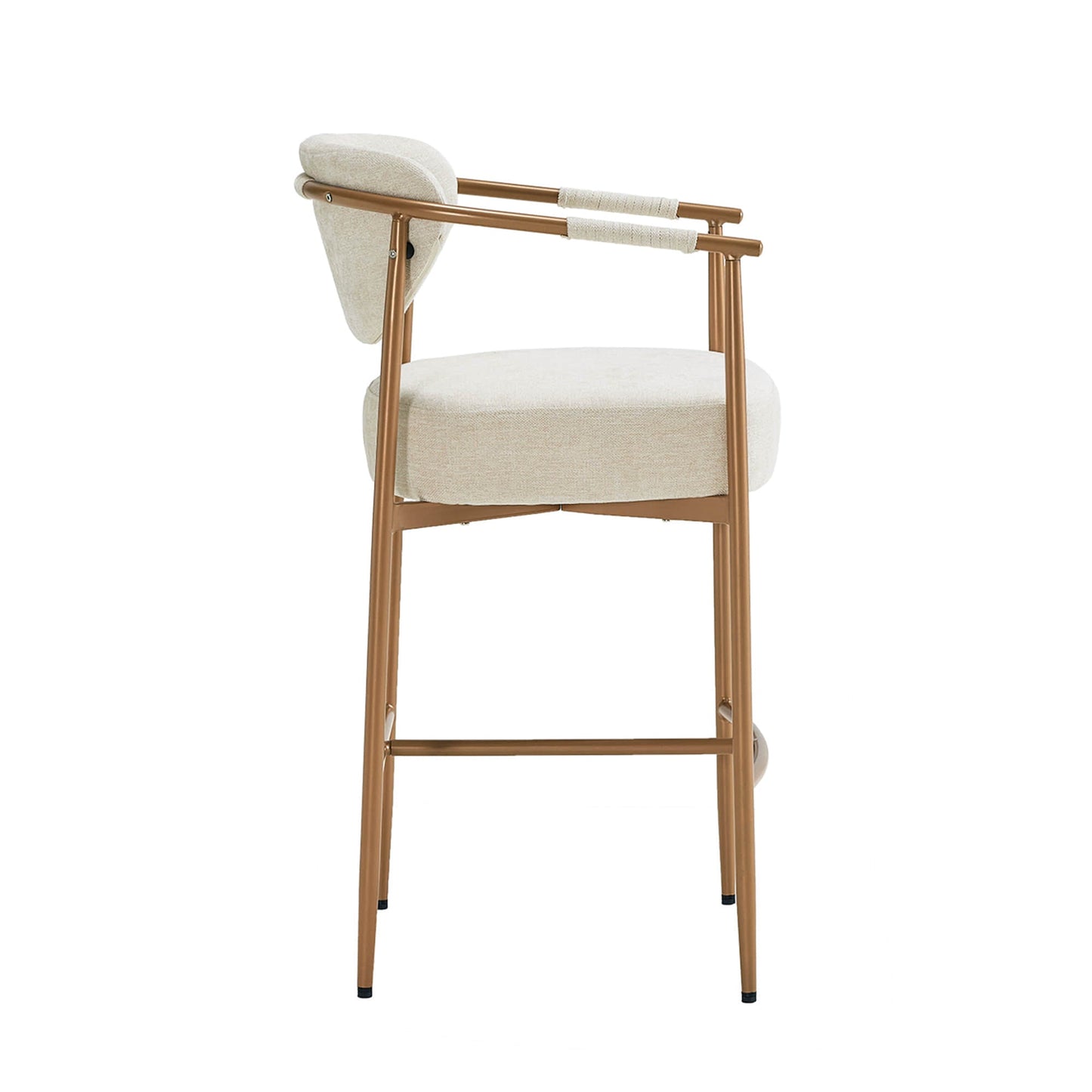 Curved Hand-Woven Counter Stool in Jade Green