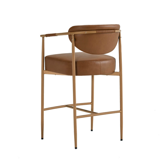 Curved Hand-Woven Counter Stool in Jade Green