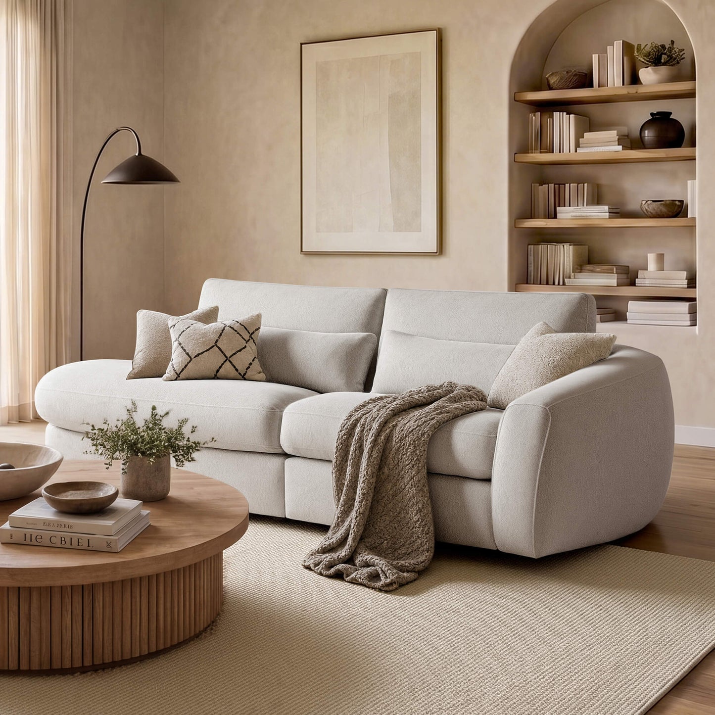 Curved Plush 2-Seater Sectional with Extended Chaise