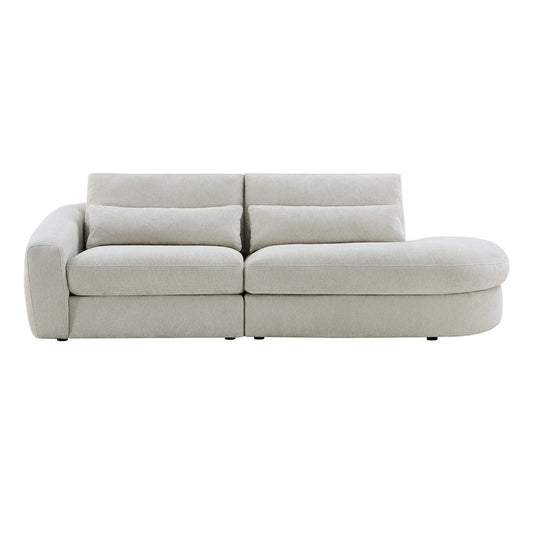Curved Plush 2-Seater Sectional with Extended Chaise