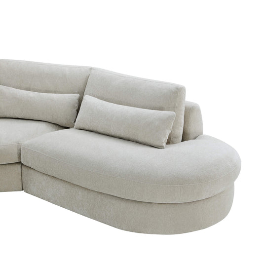 Curved Plush 2-Seater Sectional with Extended Chaise