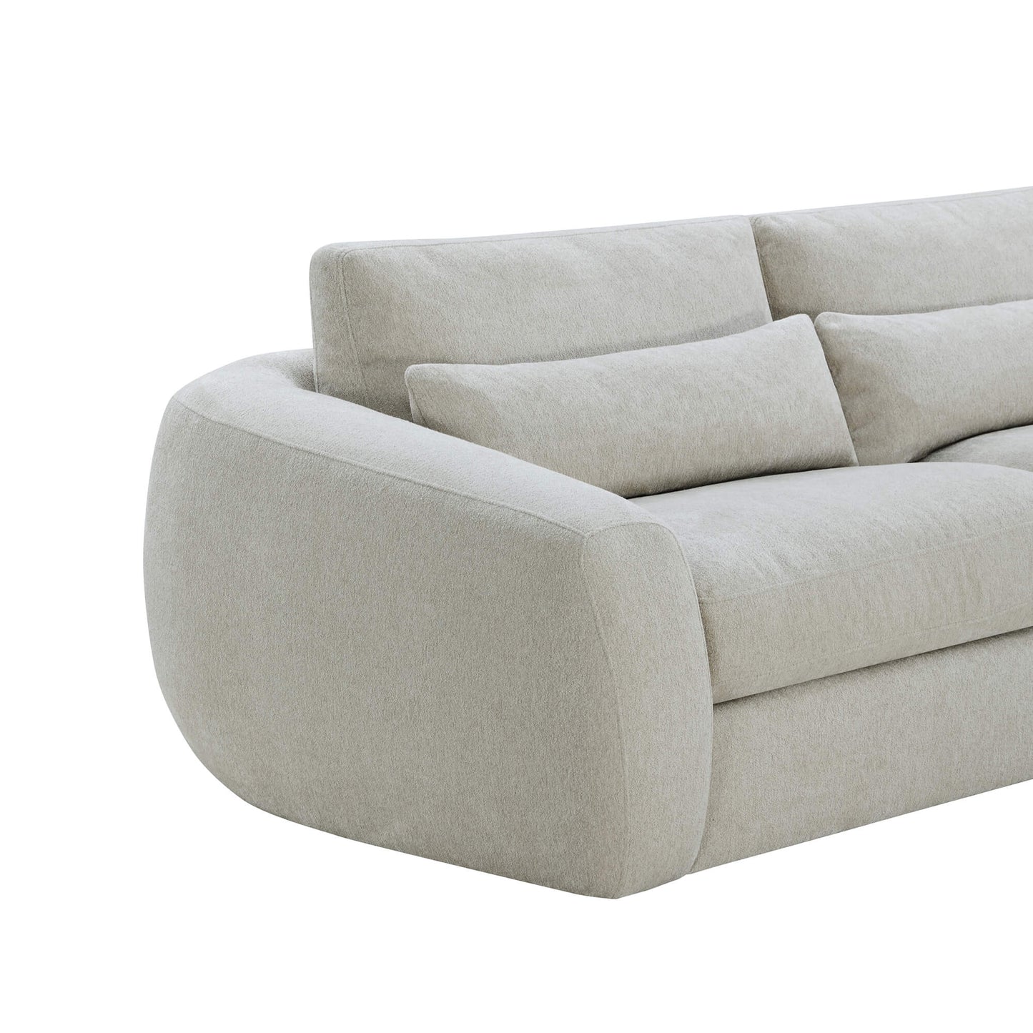 Curved Plush 2-Seater Sofa in Soft Grey Fabric