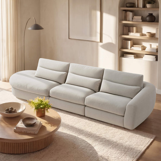 Curved Plush 3-Seater Sectional with Extended Chaise