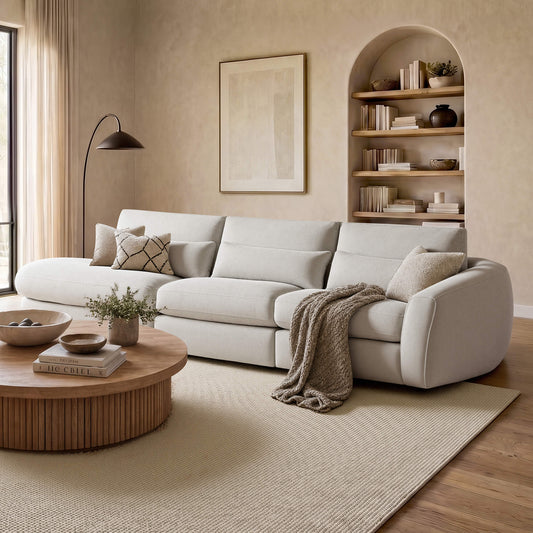 Curved Plush 3-Seater Sectional with Extended Chaise