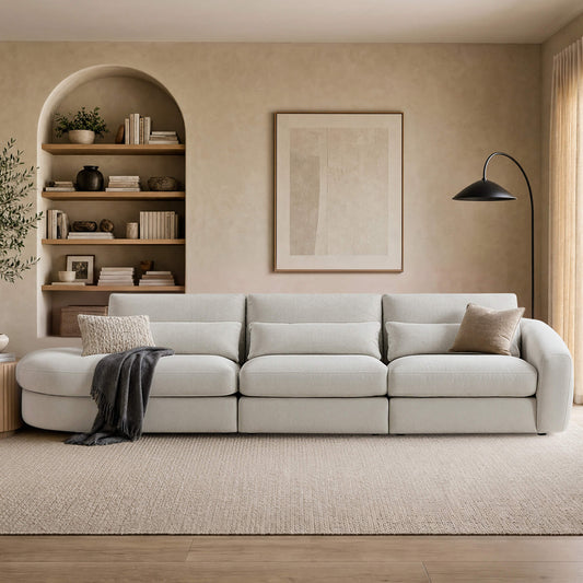 Curved Plush 3-Seater Sectional with Extended Chaise